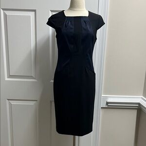 Ann Taylor Black dark Navy blue wool dress size 2 #346